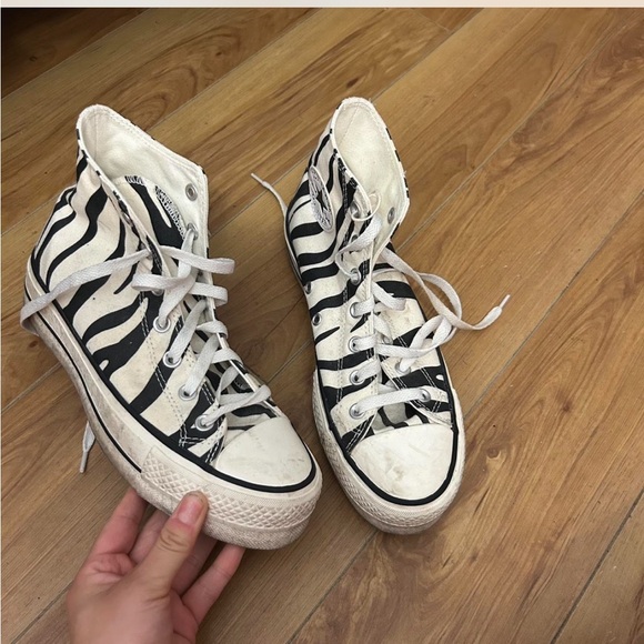 Converse Black and White Zebra Print High-Tops - Picture 1 of 3